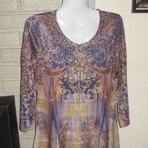 NWT- One World Paisley Tie Dye Top